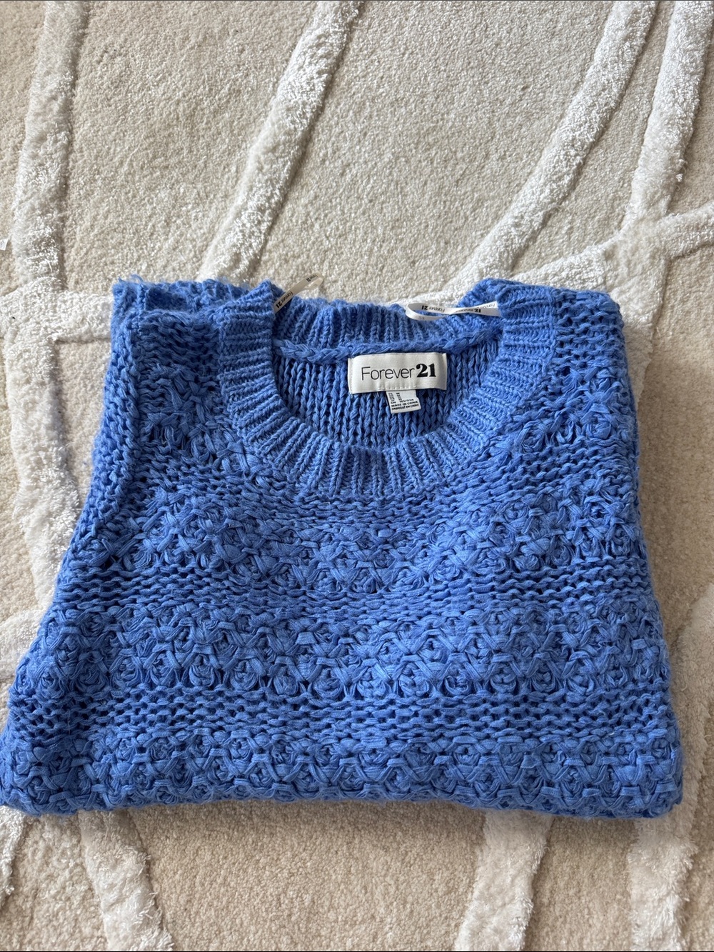 Forever 21 Periwinkle Blue Textured Crewneck Sweater